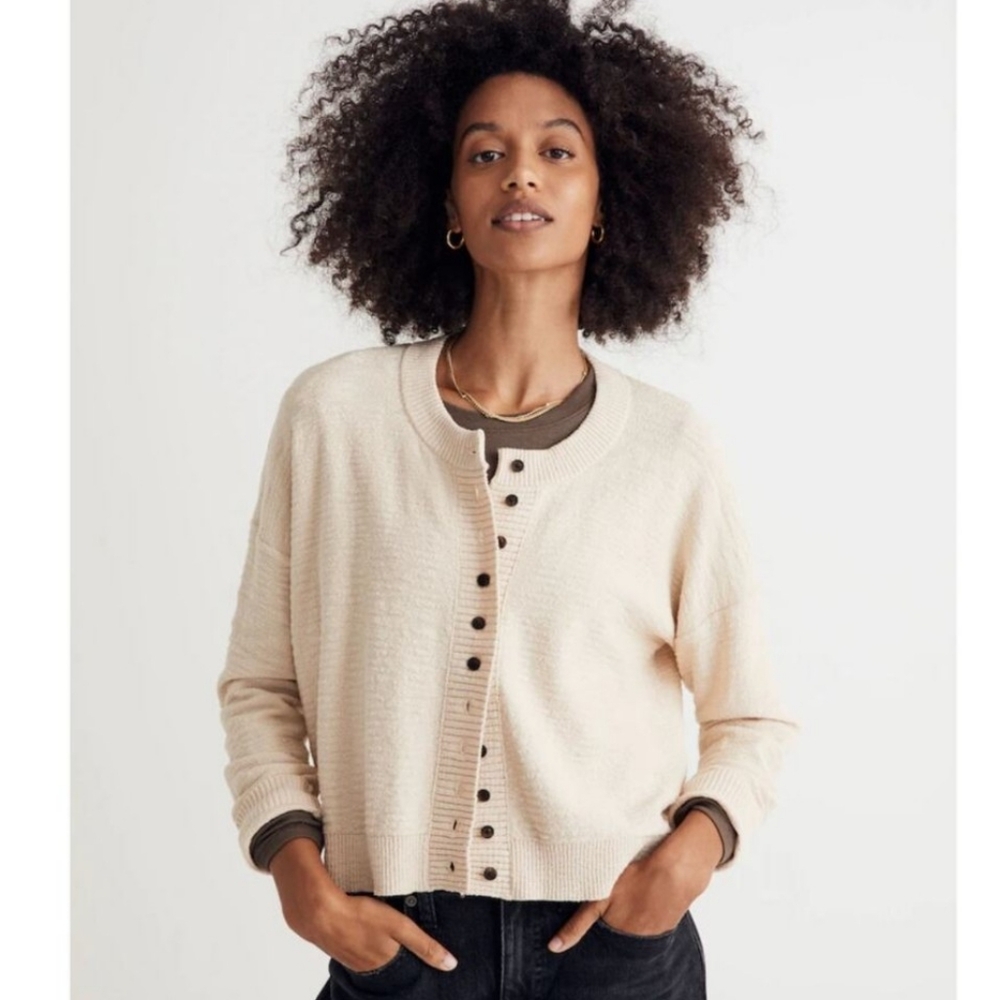 Madewell Brampton Cropped Cardigan Sweater Ivory